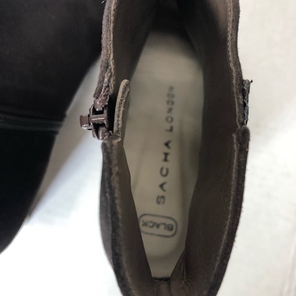 Sacha London Black Label Brown Snake Embossed Ankle Booties gold heels 9.5 - Picture 9 of 13